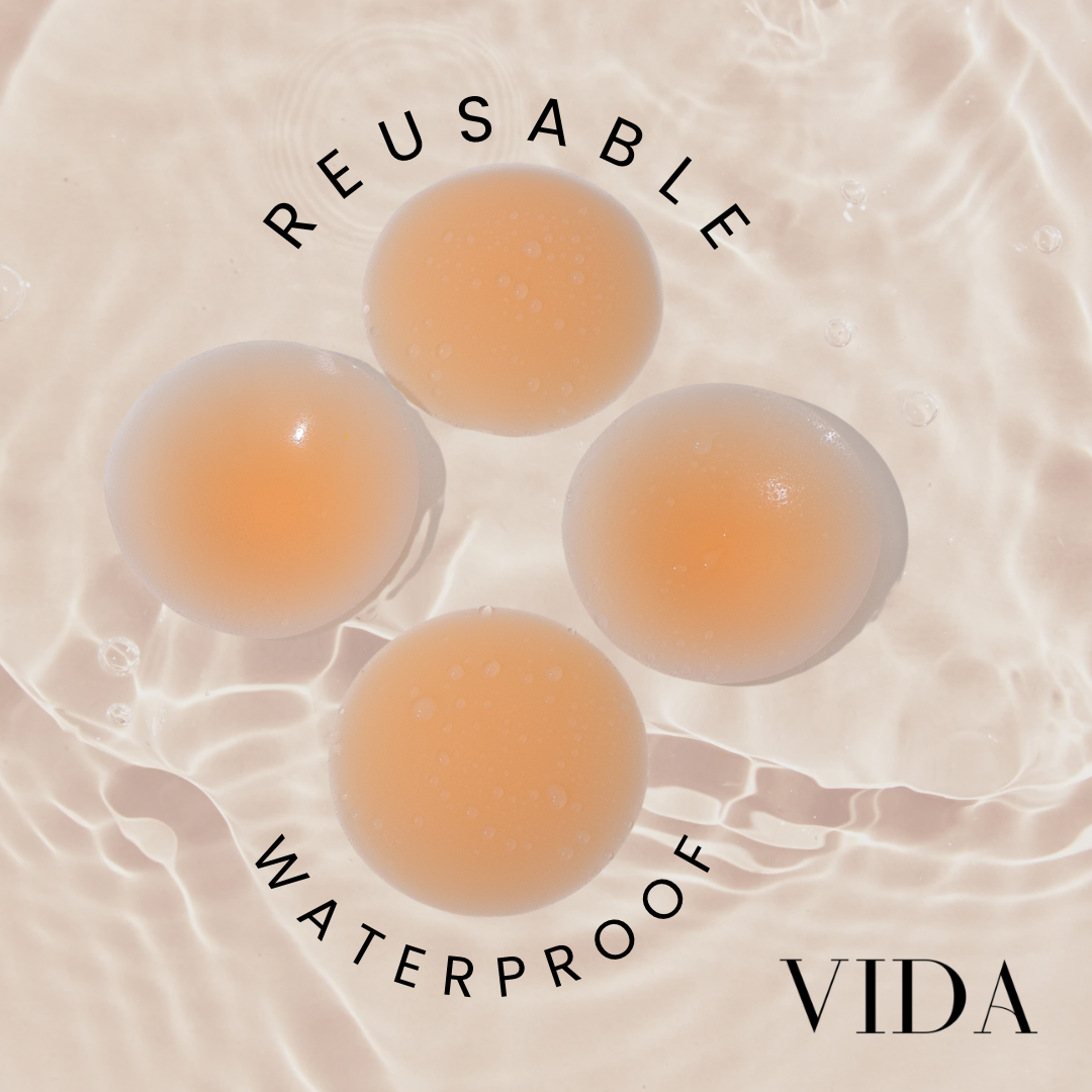 VIDA Nipple Covers, 4 Pairs Of Seamless Hypoallergenic Silicone Nipple Covers. Discreet And Reusable