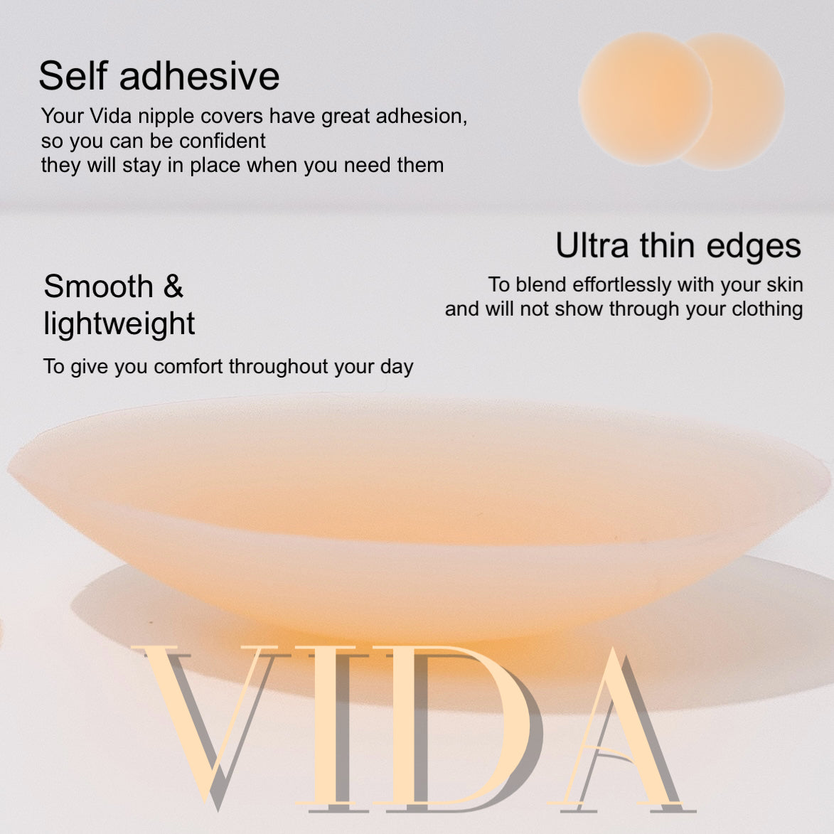 VIDA Nipple Covers, 2 Pairs Of Seamless Hypoallergenic Silicone Nipple Covers. Discreet And Reusable
