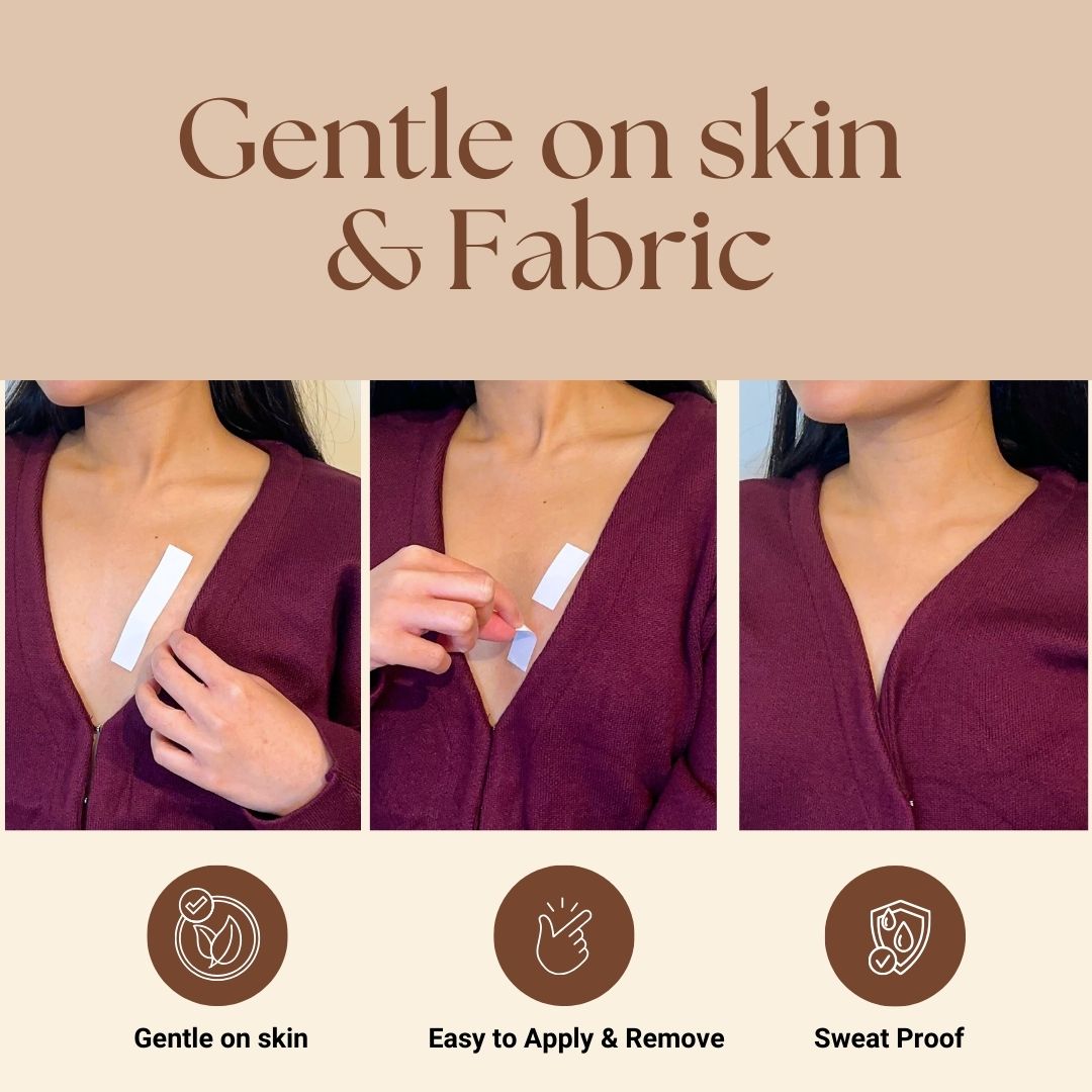 VIDA Premium Body & Clothing Tape – Double-Sided Adhesive, 100 Strips for Strong Hold, Gentle on Skin & Fabric, Invisible Under Clothing