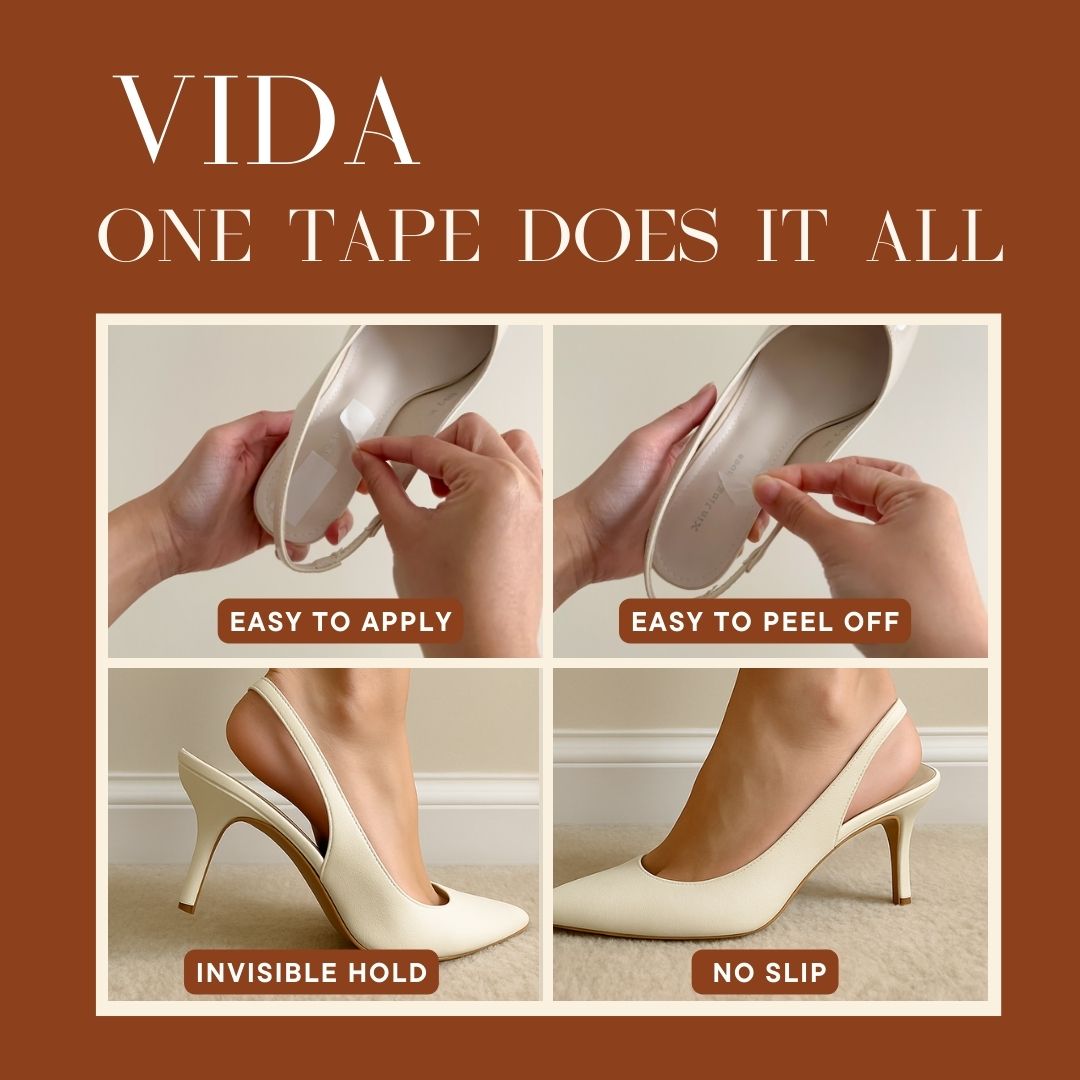 VIDA Premium Body & Clothing Tape – Double-Sided Adhesive, 100 Strips for Strong Hold, Gentle on Skin & Fabric, Invisible Under Clothing