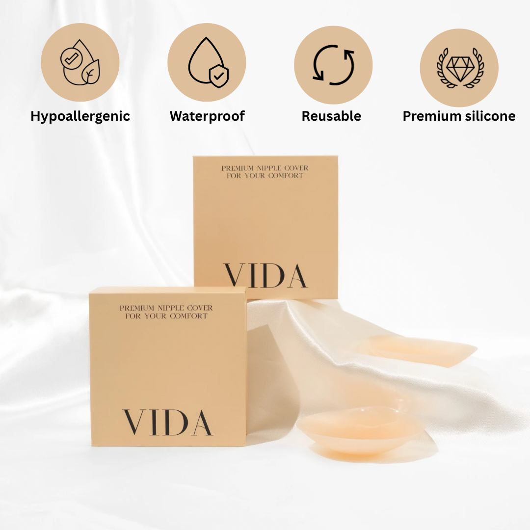 VIDA Nipple Covers, 2 Pairs Of Seamless Hypoallergenic Silicone Nipple Covers. Discreet And Reusable