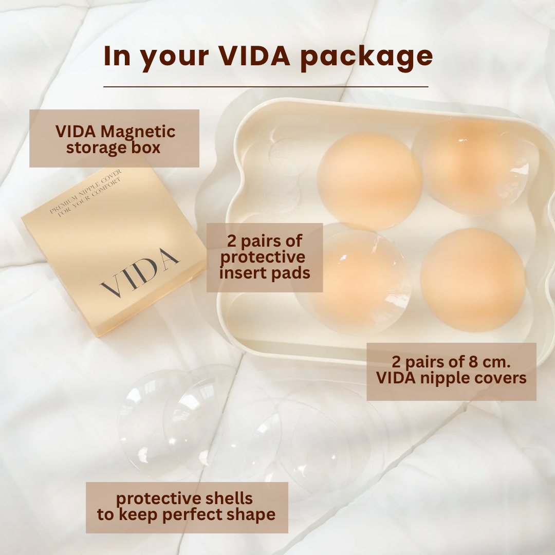 VIDA Nipple Covers, 2 Pairs Of Seamless Hypoallergenic Silicone Nipple Covers. Discreet And Reusable
