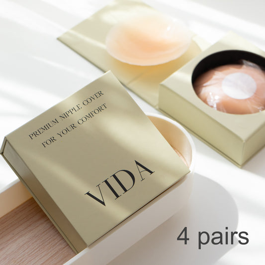 VIDA Nipple Covers, 4 Pairs Of Seamless Hypoallergenic Silicone Nipple Covers. Discreet And Reusable